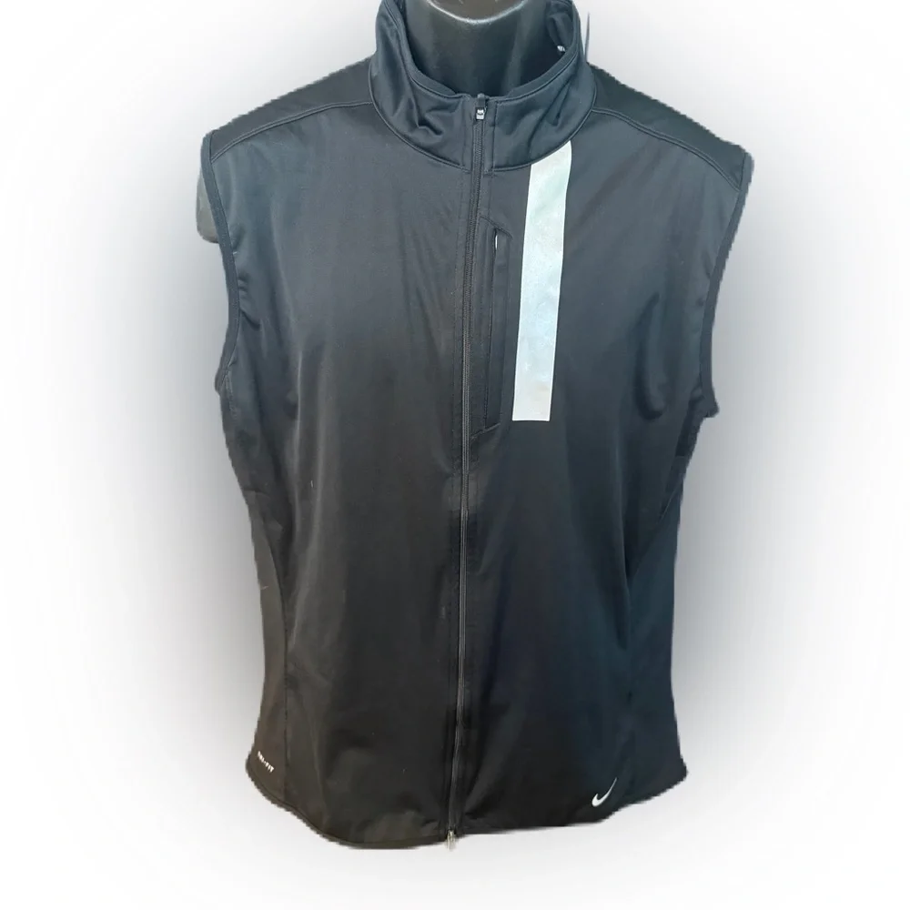 Nike Running Dri-Fit Vest High Vis Black Men’s Shell Grade Fleece Outdoor  L